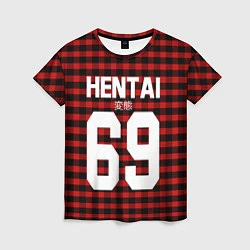 Женская футболка Hentai 69: Red Grid