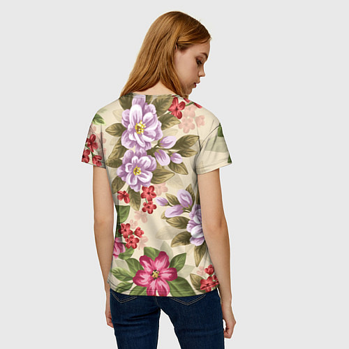 Женская футболка Цветочный мотив / 3D-принт – фото 4