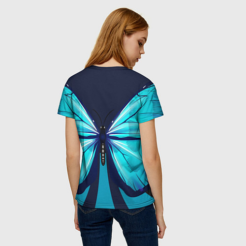 Женская футболка Голубая бабочка / 3D-принт – фото 4