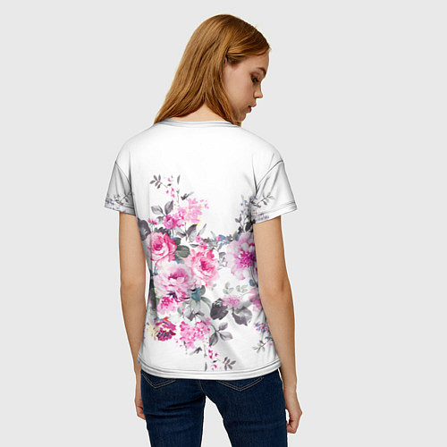 Женская футболка Розовые розы / 3D-принт – фото 4