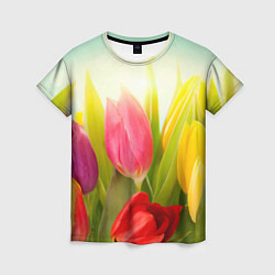 Футболка женская Цветущие тюльпаны, цвет: 3D-принт