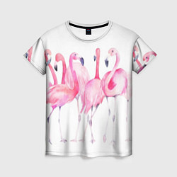 Женская футболка Фламинго розовый на белом