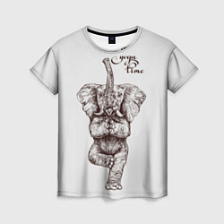 Женская футболка Yoga time - elephant