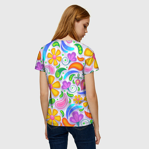 Женская футболка Абстракция и цветы / 3D-принт – фото 4