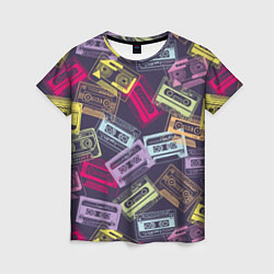 Женская футболка Разноцветные ретро кассеты