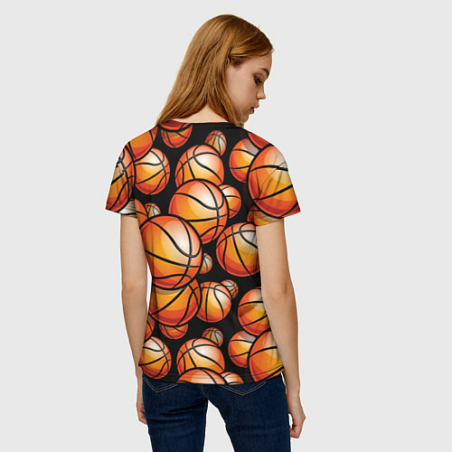 Женская футболка Баскетбольные яркие мячи / 3D-принт – фото 4