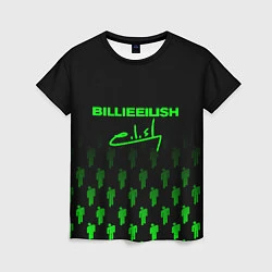 Женская футболка Billie Eilish: Green & Black Autograph