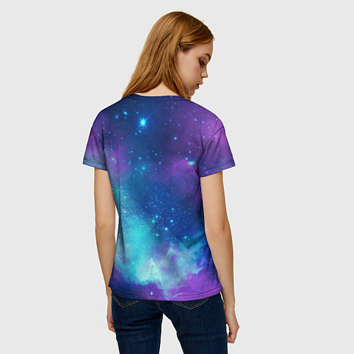 Женская футболка BRAWL STARS лого в космосе / 3D-принт – фото 4