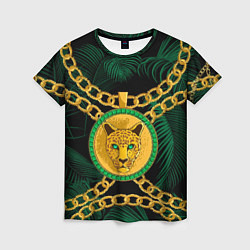 Женская футболка Золотой леопард и цепь