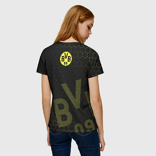 Женская футболка Боруссия Дортмунд honeycomb / 3D-принт – фото 4