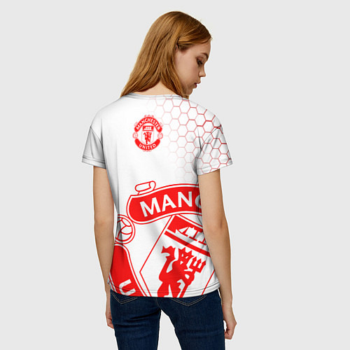Женская футболка Манчестер Юнайтед white / 3D-принт – фото 4