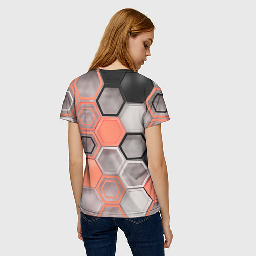 Женская футболка Объемные соты абстрактные / 3D-принт – фото 4