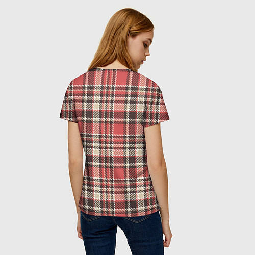 Женская футболка Клетчатый красный стиль рубашки / 3D-принт – фото 4