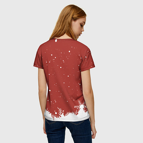 Женская футболка Пьяный Дед Мороз / 3D-принт – фото 4