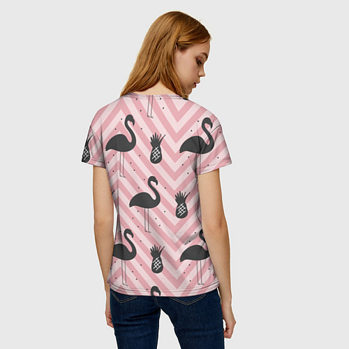 Женская футболка Черный фламинго арт / 3D-принт – фото 4