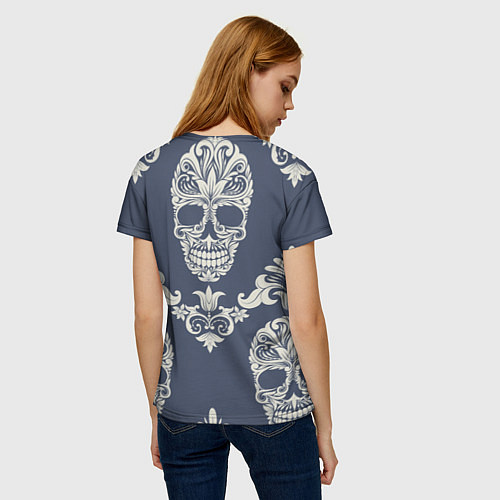 Женская футболка Череп из узоров / 3D-принт – фото 4