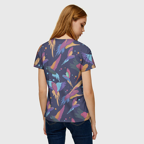 Женская футболка Райские попугаи / 3D-принт – фото 4
