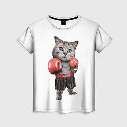 Женская футболка Кот боксёр
