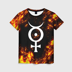 Женская футболка Marilyn Manson логотип на брызгах