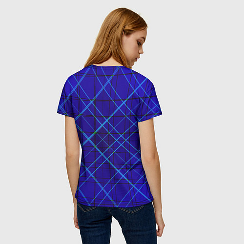 Женская футболка Сине-черная геометрия 3D / 3D-принт – фото 4