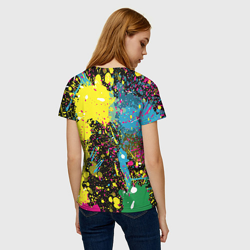 Женская футболка Панда хипстер в брызгах краски / 3D-принт – фото 4