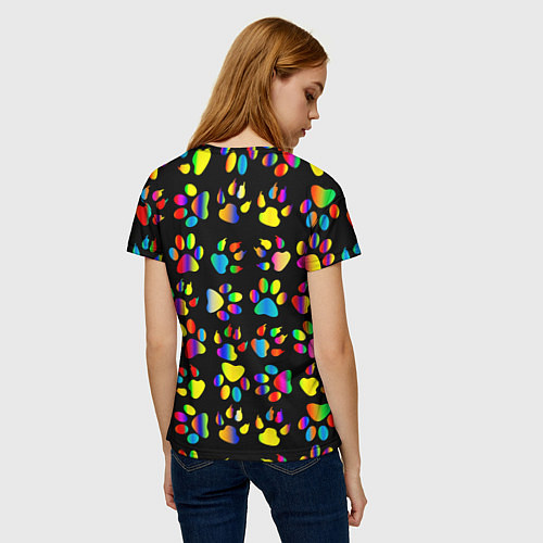 Женская футболка Корги Цветные лапки / 3D-принт – фото 4
