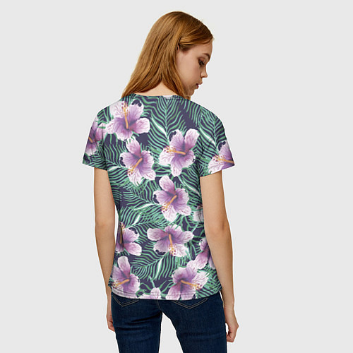 Женская футболка Тропический цветок / 3D-принт – фото 4
