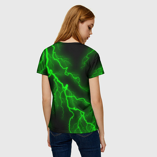 Женская футболка МОЛНИЯ GREEN NEON / 3D-принт – фото 4