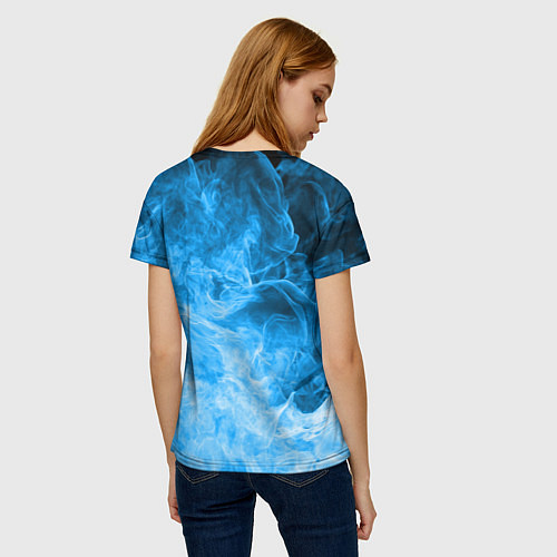 Женская футболка ОГОНЬ BLUE / 3D-принт – фото 4