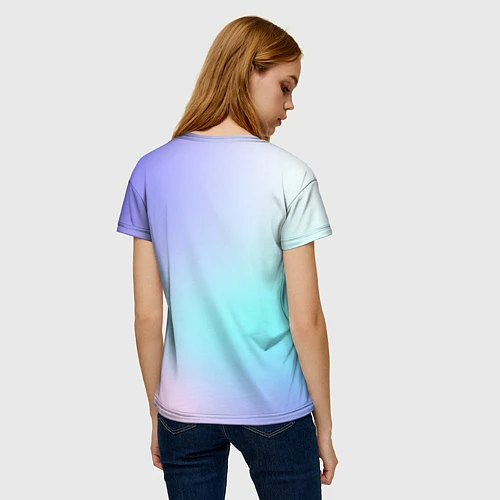 Женская футболка Небесно голубой градиентный / 3D-принт – фото 4