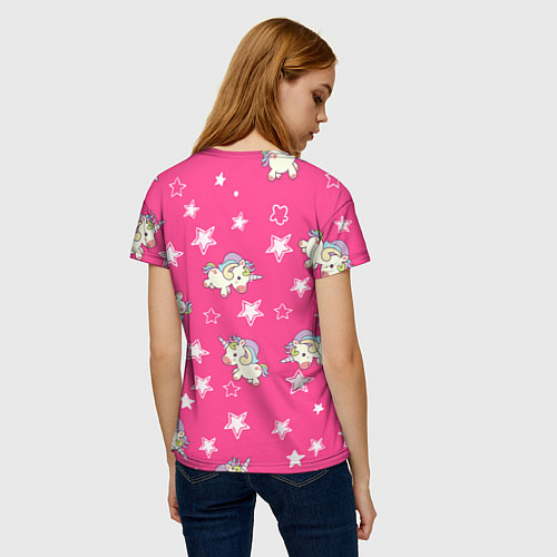 Женская футболка Единорожки UNICORN PINK / 3D-принт – фото 4