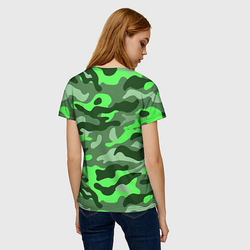 Женская футболка CAMOUFLAGE GREEN / 3D-принт – фото 4