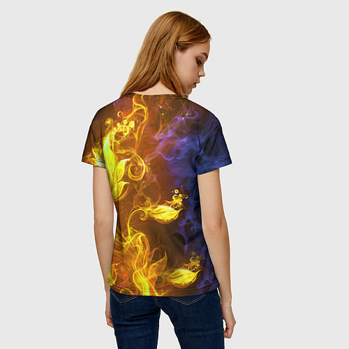 Женская футболка Огненный цветок / 3D-принт – фото 4