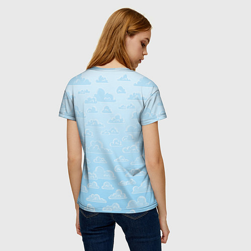 Женская футболка Очень светлые голубые облака / 3D-принт – фото 4