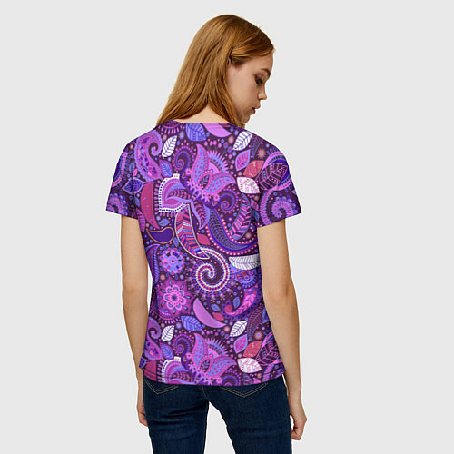 Женская футболка Фиолетовый этнический дудлинг / 3D-принт – фото 4