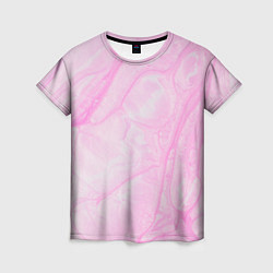Женская футболка Розовые разводы краска зефир