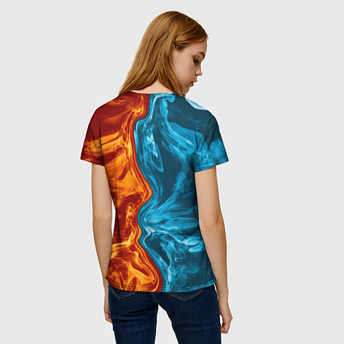 Женская футболка Valorant Огонь и вода / 3D-принт – фото 4