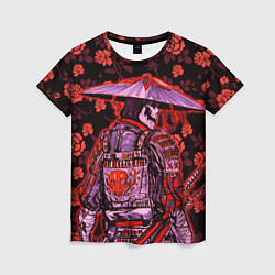 Женская футболка Самурай в розах