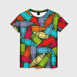 Женская футболка Детские цветные карандаши арт