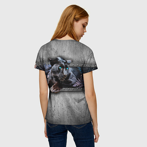 Женская футболка Пантера и цветы / 3D-принт – фото 4