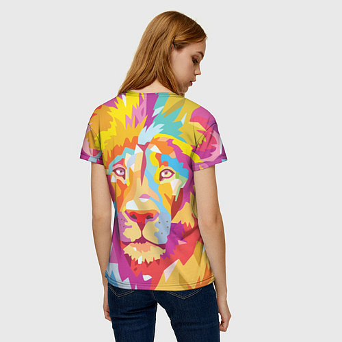 Женская футболка Акварельный лев / 3D-принт – фото 4