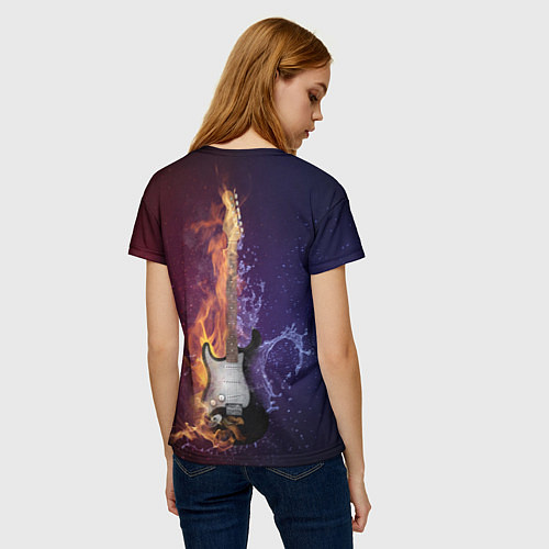 Женская футболка Гитара огня / 3D-принт – фото 4