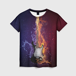 Женская футболка Гитара огня