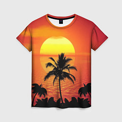 Женская футболка Пальмы на фоне моря
