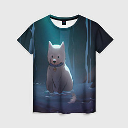 Женская футболка Одинокий пес в озере слез