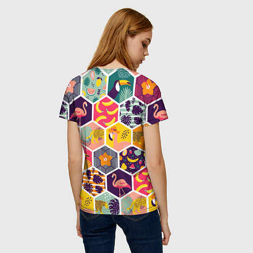 Женская футболка Тропические соты / 3D-принт – фото 4