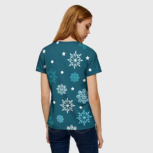 Женская футболка Зимние снежинки / 3D-принт – фото 4