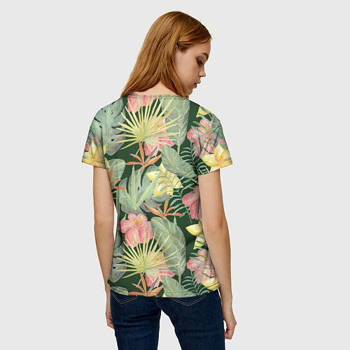 Женская футболка Тропические растения и цветы / 3D-принт – фото 4