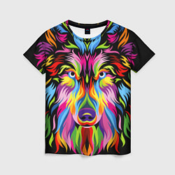 Женская футболка Neon wolf