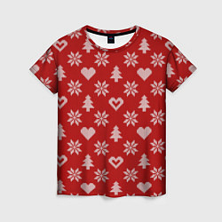 Женская футболка Красный рождественский свитер